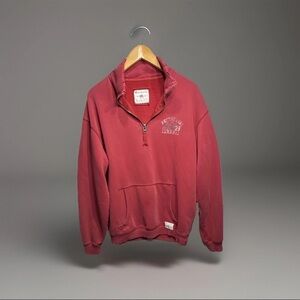 VTG Champion Red 1/4 ZipNeck Fleece Sweatshirt Long Sleeve Lodge Men's Large